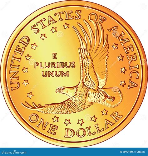 Vector American Money Dollar Gold Coin With Eagle Royalty Free Stock