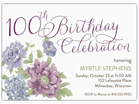 100th Birthday Party Invitation Wording southgate 100th Birthday Invitations Paperstyle ...