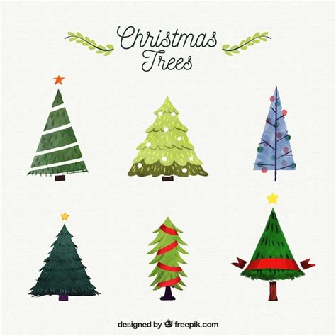 Free Vector | Watercolor christmas trees set