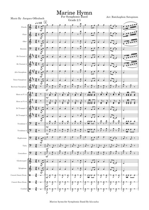 Marine Hymn Sheet Music For Trombone Euphonium Tuba Flute Piccolo And More Instruments Concert