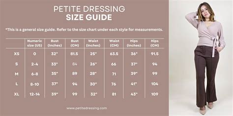 Petite Dressing Size Chart