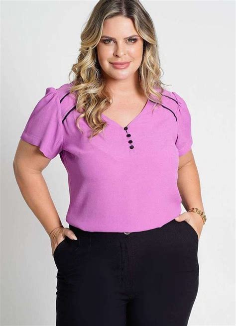 Blusa Decote V Almaria Plus Size New Umbi Vi S Con Em 2023 Blusa Decote V Blusas Decotadas