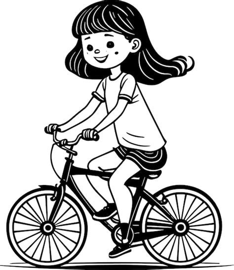 Menina A Andar De Bicicleta Clipart Vetor Premium