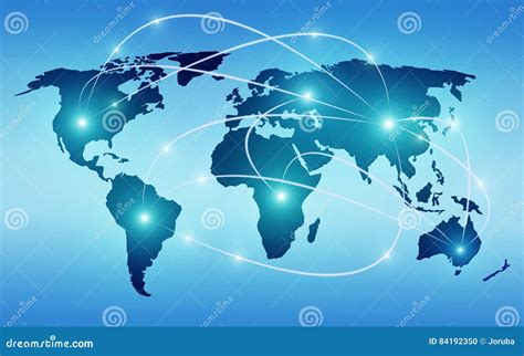 World Map With Global Technology Or Social Connection Network Stock