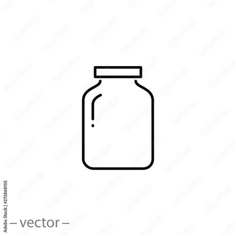 Glass Jar Icon Line Symbol On White Background Editable Stroke