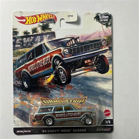 Hot Wheels Car Culture 64 Chevy Nova Gasser Drag Strip Demons Hot