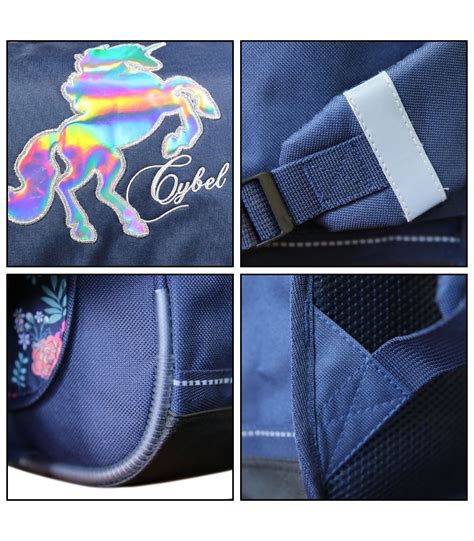 Cartable Cm Cybel Cheval Licorne Bleu Fleurs