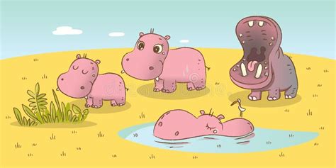 Hippo family stock vector. Illustration of hippo, calf - 18644905