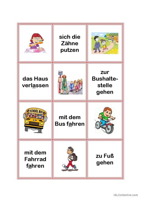 Memory zum Tagesablauf wort flash ka Deutsch DAF Arbeitsblätter pdf doc