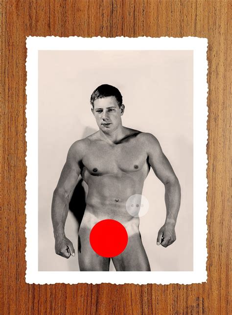 Vintage Male Nude Art Photo Print Naked Man Posing With Amazing