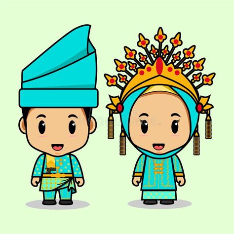 Baju Adat Melayu Riau Kartun Adat Stock Illustrations Adat Stock The