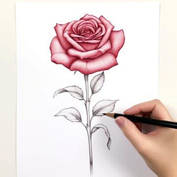 Premium AI Image | Flat Shading Rose Drawing Detailed Ink Illustration ...