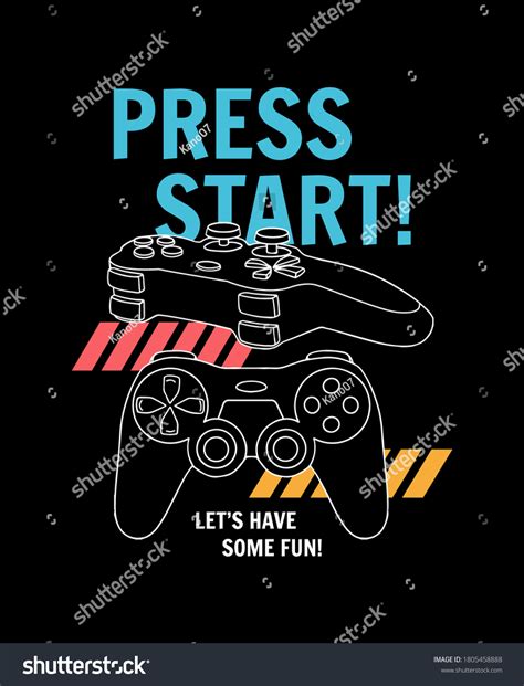 Vector Joysticks Gamepad Illustration Slogan Text Stock Vector Royalty