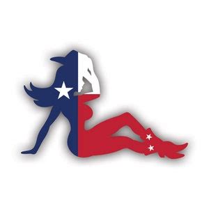 Right Facing Mudflap Cowgirl Texas Flag Shaped Sticker Decal American