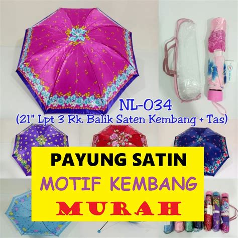 Jual Payung Motif Bunga Lipat 3 Saten Satin Shopee Indonesia