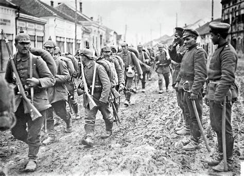 German soldiers marching through the Serbian town of Paracin during ...