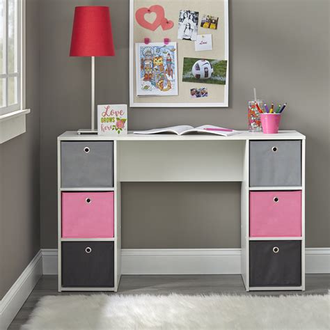 Kids Desk with Six Fabric Storage Bins, Multiple Colors - Walmart.com