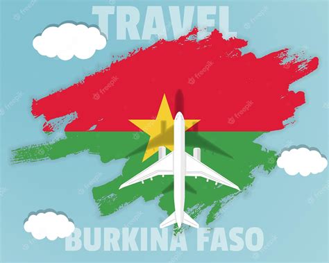 Premium Vector | Traveling to burkina faso top view passenger plane on