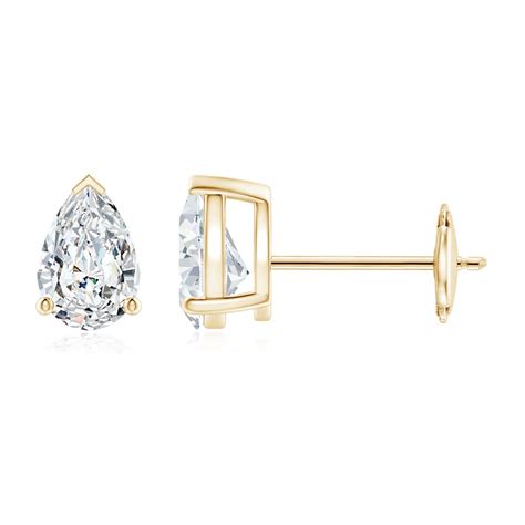 Lab Grown Pear Shaped Diamond Solitaire Stud Earrings Angara