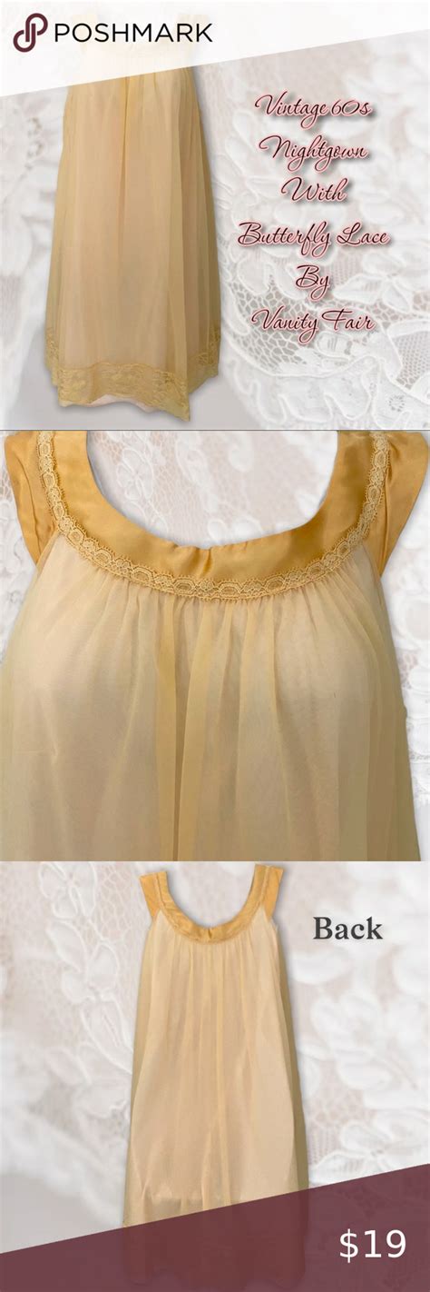 💛vintage 60 Negligée Nightgown By Vanity Fair In A Beautiful Golden