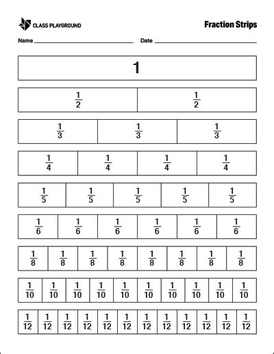 Printable Fraction Strips Blank