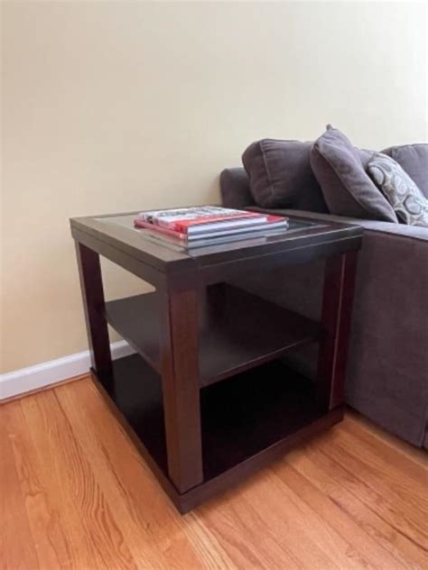 Two Glass And Wood Side Tables