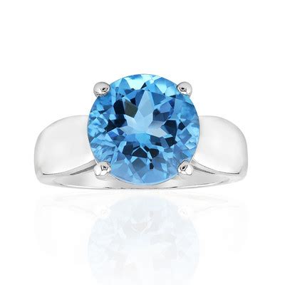 Anillo En Plata Con Topacio Azul Cielo Km Juwelo Joyas