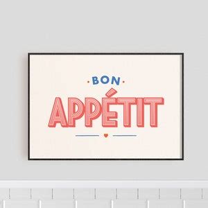 Bon Appétit French Print Kitchen Wall Art Gift for Her Etsy