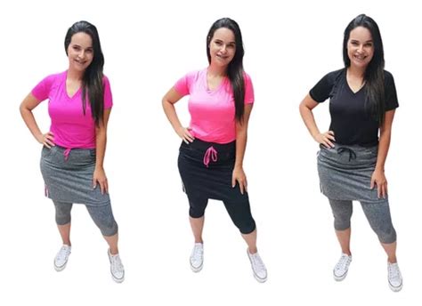 Conjunto Short Saia Blusa Academia Moda Evangélica Fitness