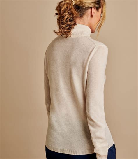 Cream Cashmere And Merino Fitted Turtle Neck Knitted Sweater Woolovers Us