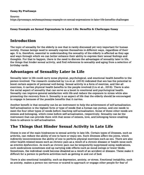 📚 Essay Example On Sexual Expressions In Later Life Benefits And Challenges Free Essay Term