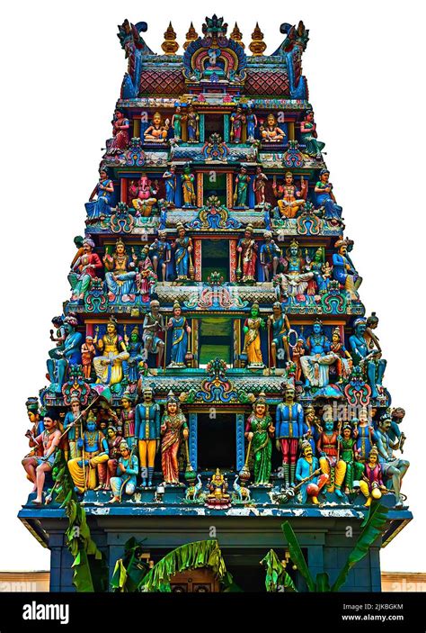 The Colorful Gopuram Of Singapore S Sri Mariamman Temple In The