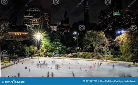 Wollman Rink, Central Park, New York City at Night Stock Photo - Image of activity, destination ...