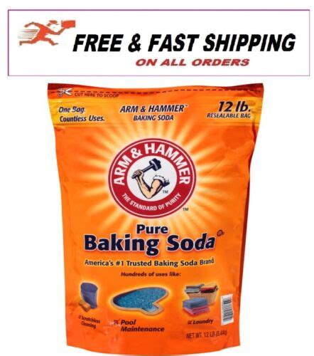 Arm And Hammer Pure Baking Soda 12 Lb Bag Sodium Bicarbonate All Purpose