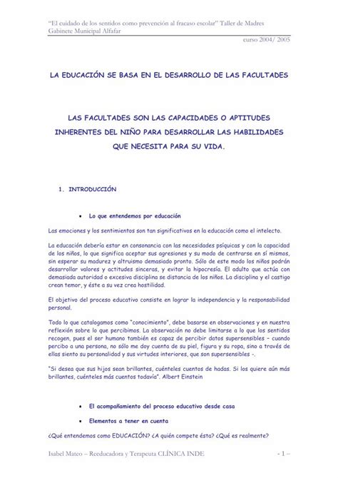 PDF El Cuidado de Los Sentidos Como Prevención Al Fracaso Escolar