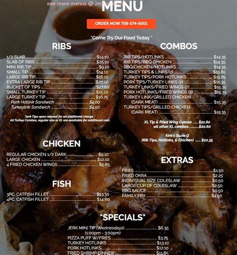 Online Menu Of Kirks BBQ Restaurant South Holland Illinois 60473 Zmenu