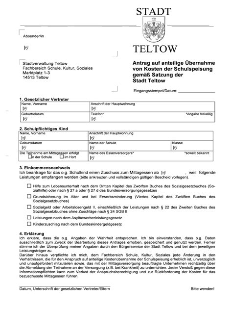 Ausf Llbar Online Teltow Antragsformular K S Fax Email Drucken Pdffiller