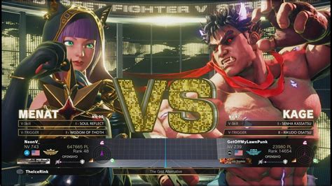 SFV Champion Edition NeonV MENAT Vs GetOffMyLawnPunk KAGE