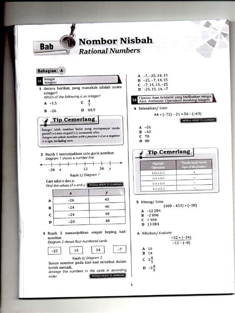 Math Form 1 Bab 1 Latihan Nombor Nisbah Part 2 Pdf