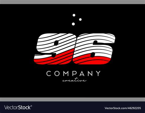 number logo  red white lines  dots vector image