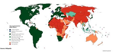 Visa Requirements For British Citizens In Every Country Mapporn