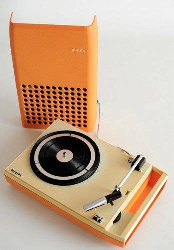 1970s Vintage Rare Orange Philips 113 Portable Design Record Player