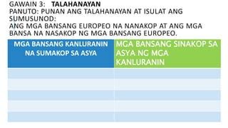 Paggalugad At Pagtuklas Ng Mga Bansang Kanluranin Unang Yugto Ng