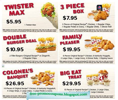 Printable Coupons 2018: Kfc Coupons