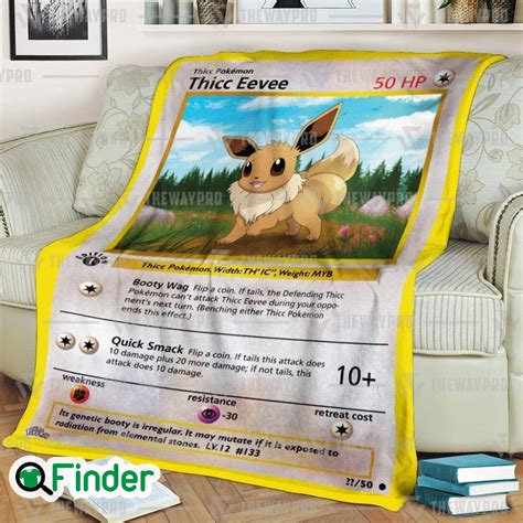 Thicc Eevee Pokemon Trading Card Fleece Blanket Q Finder Trending