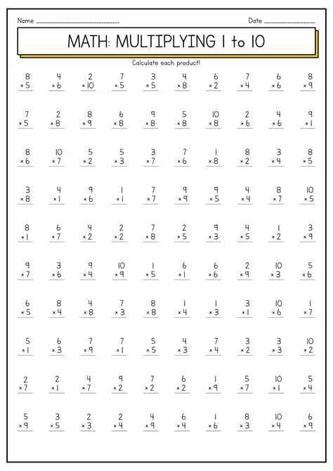 Multiplication Worksheets 100 Problems The Multiplication Fa