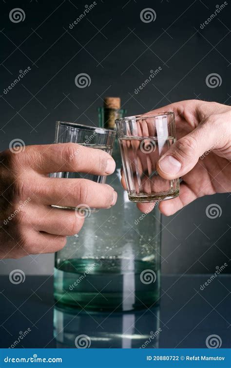 Two Hands Stamped Glasses Stock Photo Image Of Liquid 20880722