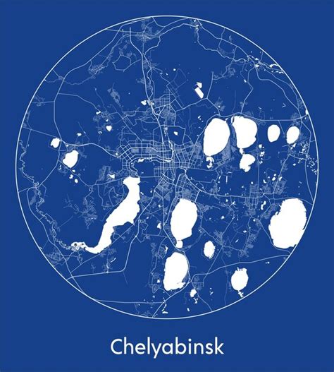 Premium Vector City Map Chelyabinsk Russia Asia Blue Print Round