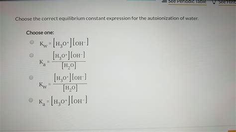 Solved Choose The Correct Equilibrium Constant Expression