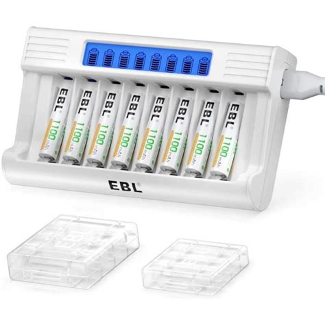 EBL LCD Chargeur De Piles Rapide Avec 8PCS AAA Piles Rechargeables